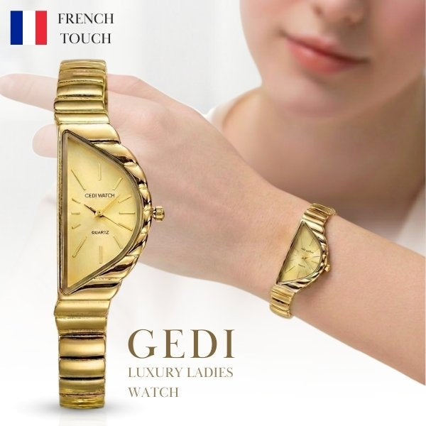 ساعة GEDI2 فرنسية فاخرة بسوار ذهبي أنيق