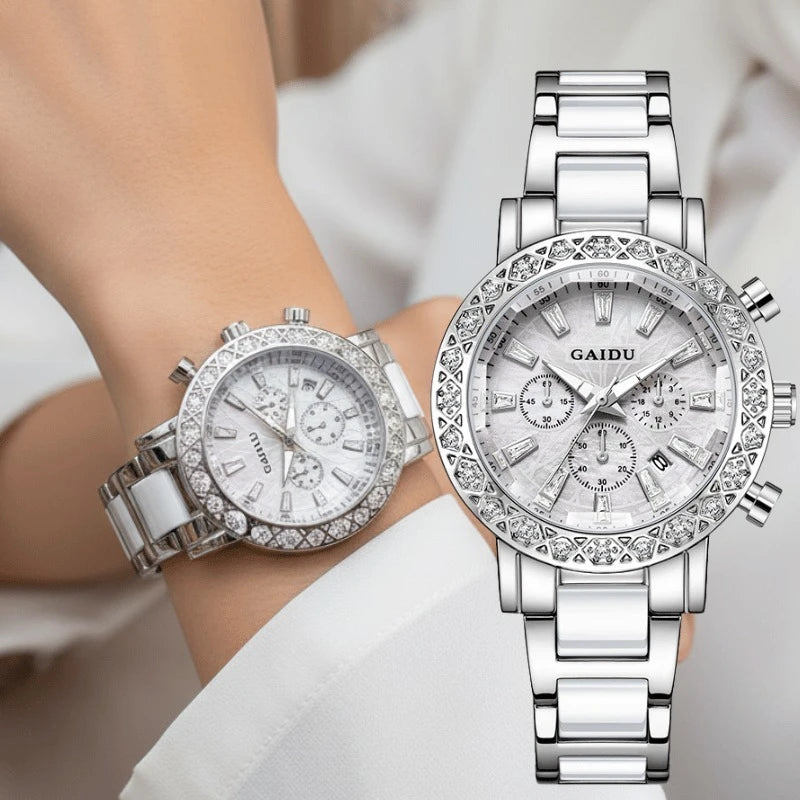 ساعة الإمبراطورة الفضية المرصّعة بالكريستال