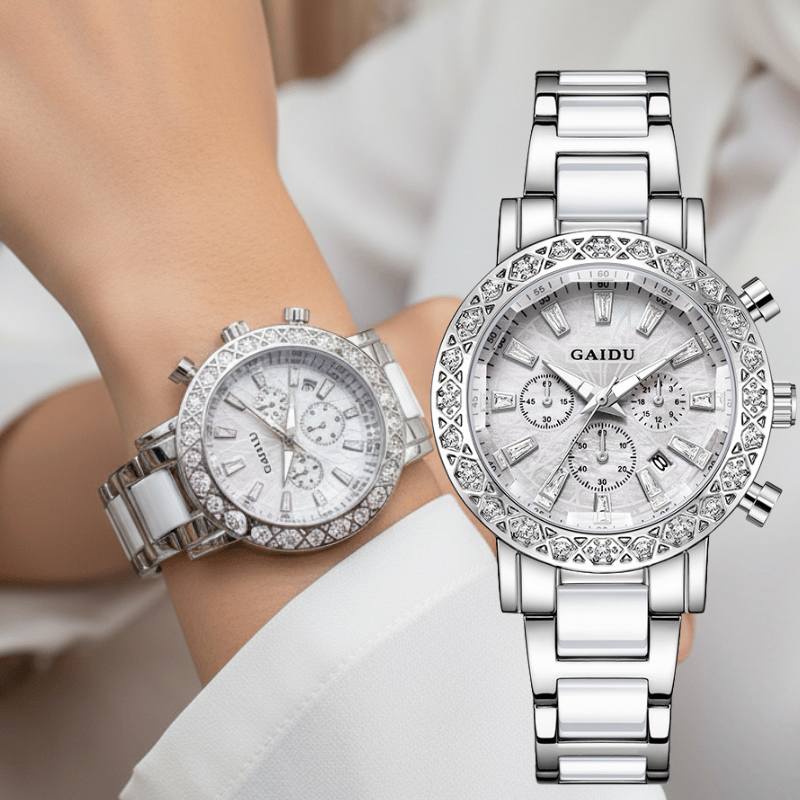 ساعة الإمبراطورة الفضية المرصّعة بالكريستال