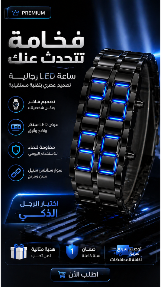 الرجالية الانيقة LED ساعة